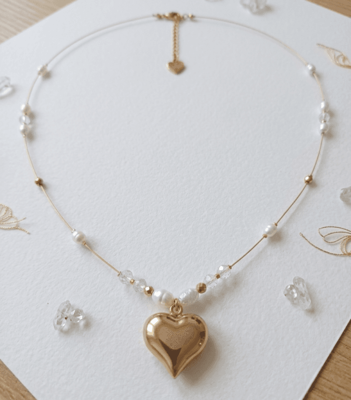 Naszyjnik Perła, hematyt & kryształ górski