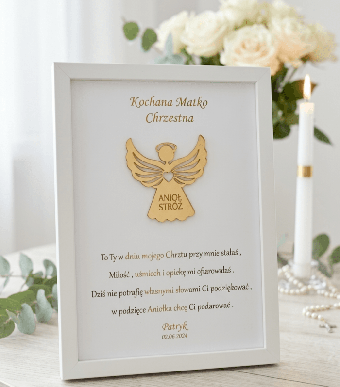 Ramka z lustrzanym aniołkiem