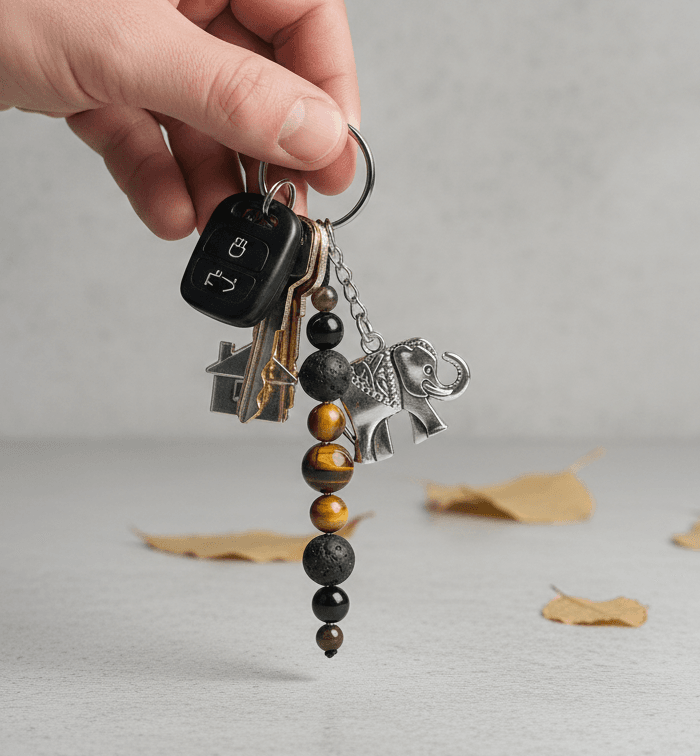 Brelok Turmalin, Obsydian, Lawa & Tygrysie Oko