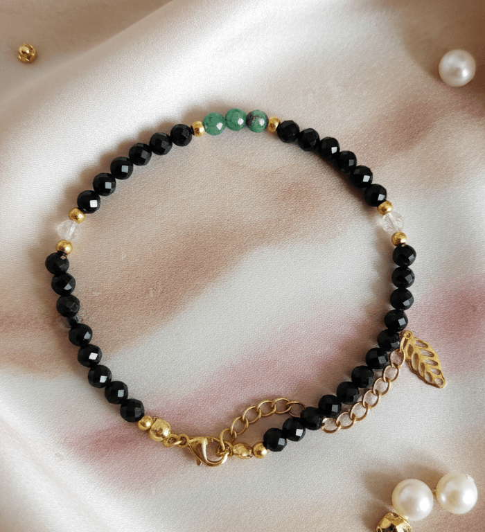 Bransoletka Turmalin czarny , Szmaragd , Cytryn