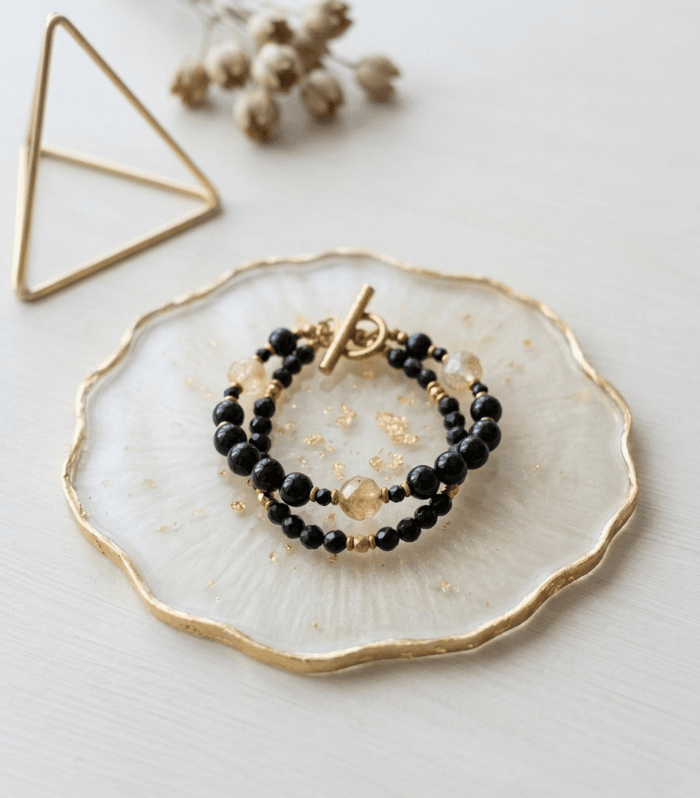 Bransoletka Turmalin, Cytryn & Hematyt