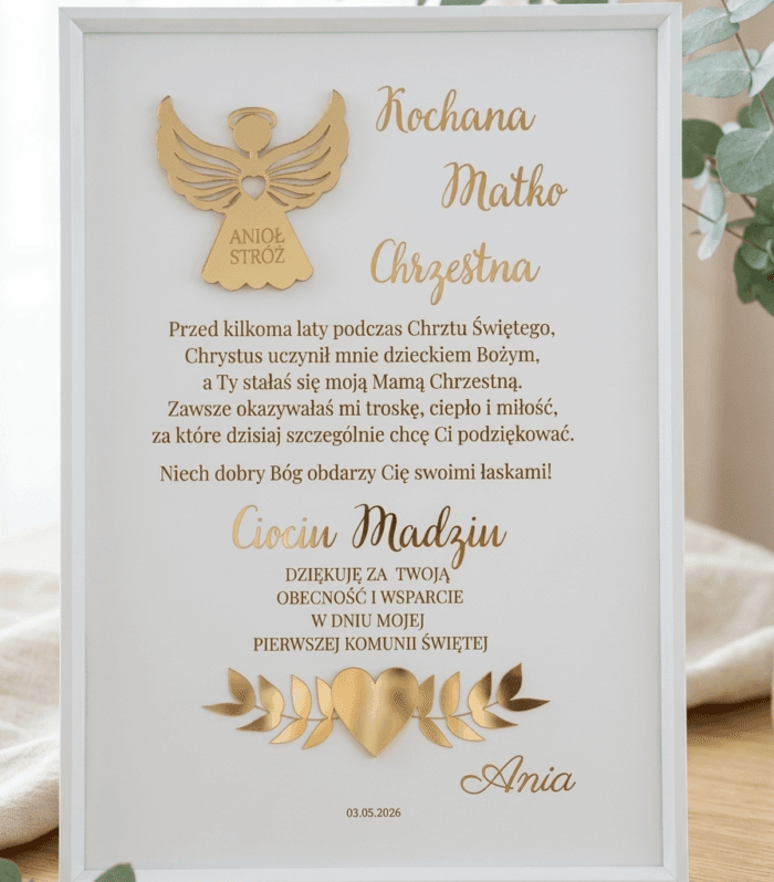 Ramka – podziękowanie komunijne dla Matki Chrzestnej 
