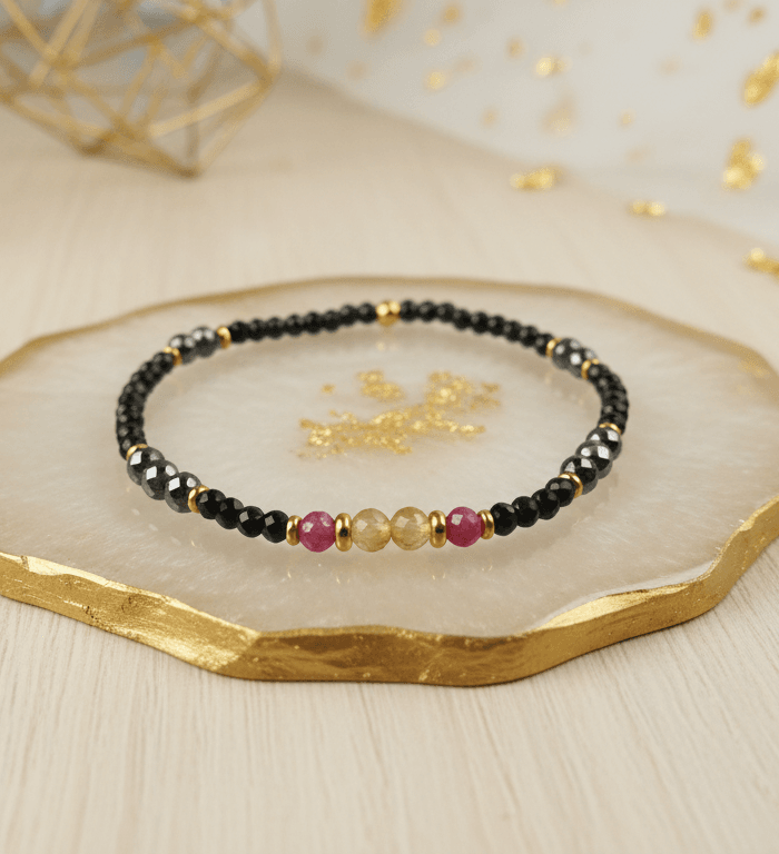 Bransoletka Turmalin, Rubin, Cytryn & Terahertz